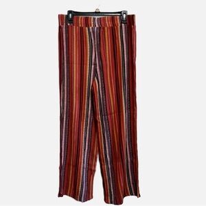 AGB Vertical Striped Flowy Bohemian Pants. Elastic Waistband.